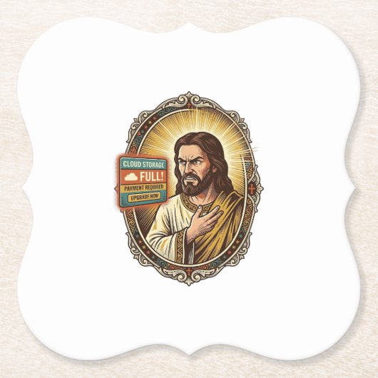 Jesus Cloud-Speicher voll Warnung Paywall Tech Hum Untersetzer (Vorderseite)