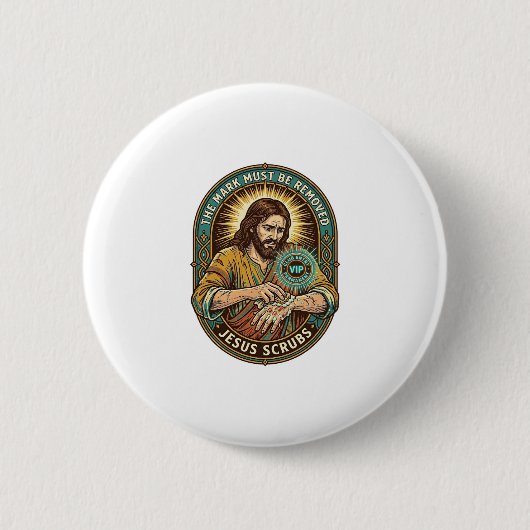 Jesus Club Handstempel wird nicht Morgenhumor abwa Button (Vorderseite)