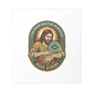 Jesus Club Handstempel wird nicht Morgenhumor abwa Notizblock