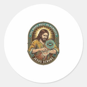 Jesus Club Handstempel wird nicht Morgenhumor abwa Runder Aufkleber
