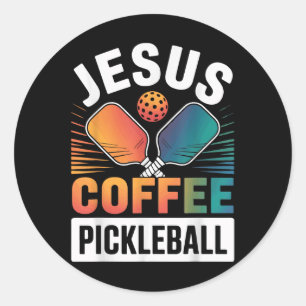 Jesus Coffee Pickleball Runder Aufkleber