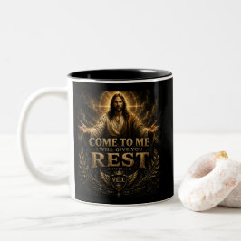 Jesus Come to Me Christian Gold Sacred Art Zweifarbige Tasse