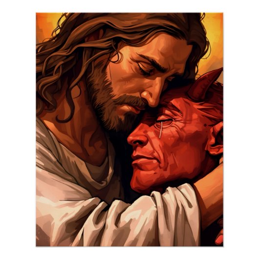 Jesus Comforting Lucifer Poster (Vorderseite)
