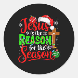 Jesus Costume stolz Grund für die Weihnachtsfeier Runder Aufkleber