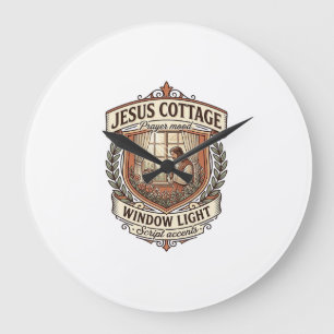 Jesus Cottage Fenster Licht Jesus Cottage Fenster  Große Wanduhr