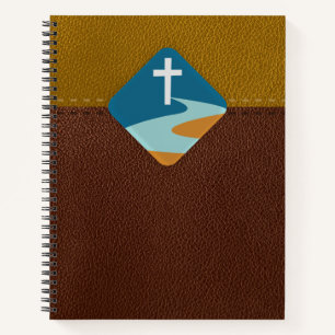 Jesus Cross auf Leder Hintergrundbericht für Männe Notizblock