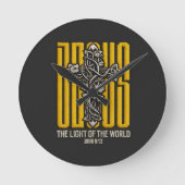 Jesus Cross bestickt Runde Wanduhr (Vorderseite)