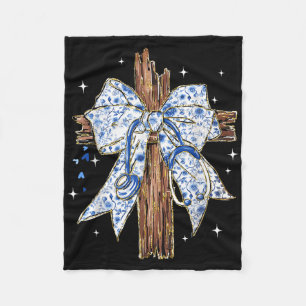 Jesus Cross Blue Coquette Bow Nurse Stethoscope Ch Fleecedecke