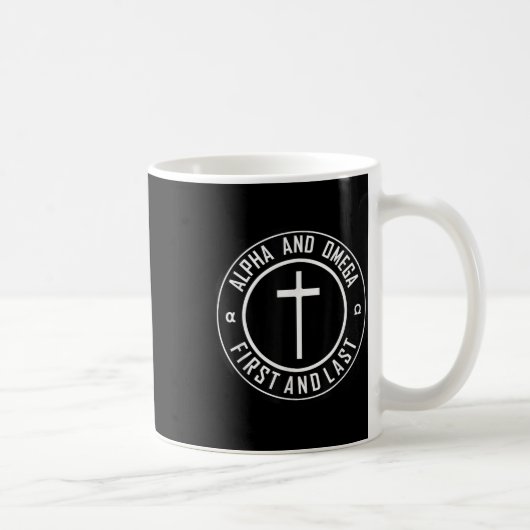 Jesus Cross Circle Funny Alpha und Omega - zuerst  Kaffeetasse (Rechts)