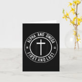 Jesus Cross Circle Funny Alpha und Omega - zuerst  Karte (Gelbe Blume)