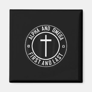Jesus Cross Circle Funny Alpha und Omega - zuerst  Magnet