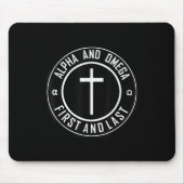 Jesus Cross Circle Funny Alpha und Omega - zuerst Mousepad (Vorne)