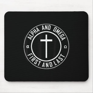Jesus Cross Circle Funny Alpha und Omega - zuerst  Mousepad