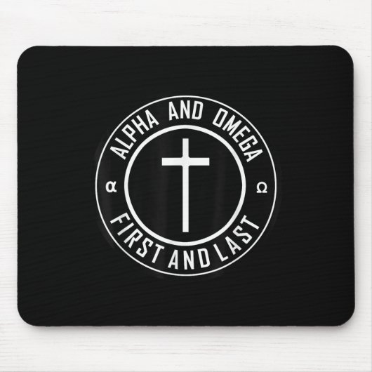 Jesus Cross Circle Funny Alpha und Omega - zuerst Mousepad (Vorne)