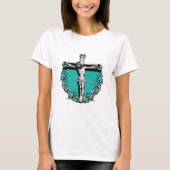 Jesus Cross Crucifixe Ostern Weihnachten Aquamarin T-Shirt (Vorderseite)