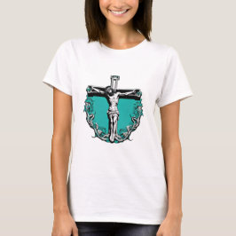 Jesus Cross Crucifixe Ostern Weihnachten Aquamarin T-Shirt