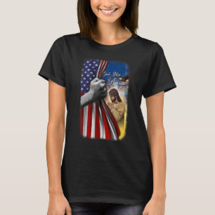 Jesus Cross Flag Gott segne Amerika T-Shirt