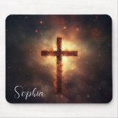 Jesus Cross Glow Jesus Faith Christliche Sitte Mousepad (Vorne)