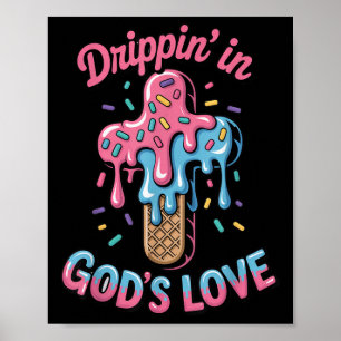Jesus Cross Gods Lieben Kinder Christliche Eiscrem Poster