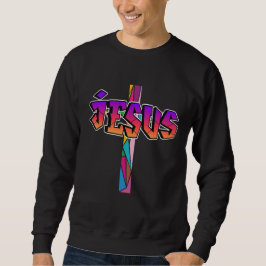 Jesus cross graffiti sweatshirt