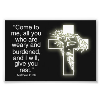 Jesus Cross Matthew 11:28 Fotodruck