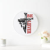 Jesus Cross Nail Design – Powerful Christian Große Wanduhr (Zuhause)