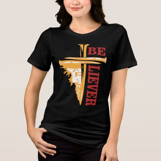 Jesus Cross Nail Design – Powerful Christian Tri-Blend Shirt (Vorderseite)