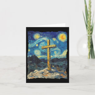 Jesus Cross Van Gogh Style Starry Night Art Christ Karte