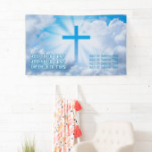 Jesus Cross White Clouds Blauer Himmel strahlend O Banner (Insitu)