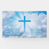 Jesus Cross White Clouds Blauer Himmel strahlend O Banner (Horizontal)