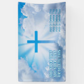 Jesus Cross White Clouds Blauer Himmel strahlend O Banner (Vertikal)