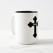 JESUS CROSS ZWEIFARBIGE TASSE (Vorderseite Links)