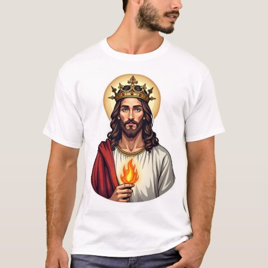 Jesus Crown Flame Vintage Gravur Shirt 2 (Vorderseite)