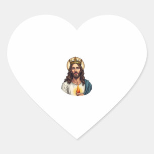 Jesus Crown Flame Vintage Gravur Shirt 2 Herz-Aufkleber