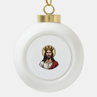 Jesus Crown Halo Vintage Engraving Shirt 2 Keramik Kugel-Ornament