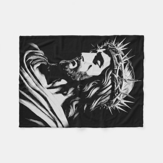 Jesus Crown of Thorns Christlich Fleecedecke (Vorderseite (Horizontal))