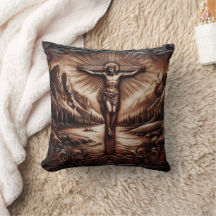 Jesus Crucified Amidt Majestic Mountains Kissen