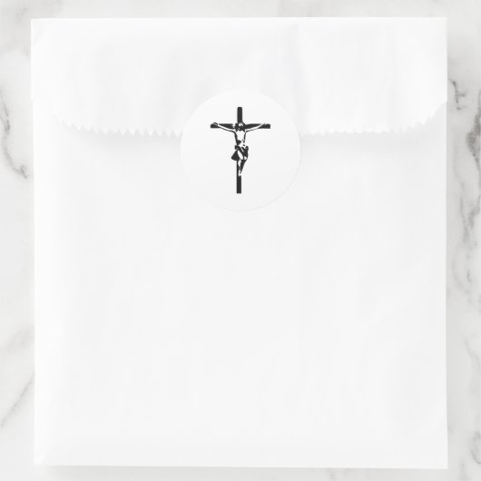 Jesus - Crucifix Runder Aufkleber (Tasche)