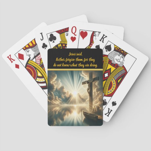 Jesus Crucifixe über den Wassern der Reflektion Spielkarten (Rückseite)