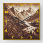 Jesus Crucifixe Umgeben von majestätischen Bergen Quadratische Wanduhr (Vorderseite)