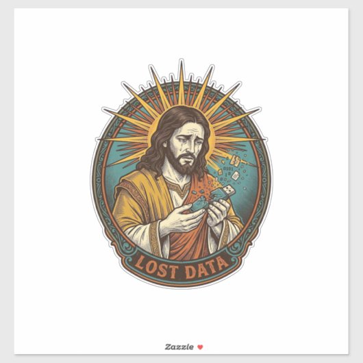 Jesus Crushed USB Flash Drive Lost Data Humor_1 Aufkleber (Blatt)