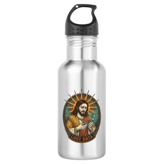 Jesus Crushed USB Flash Drive Lost Data Humor_1 Edelstahlflasche (Vorderseite)