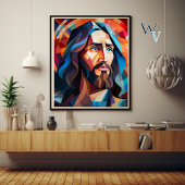 Jesus Cubism Art Poster