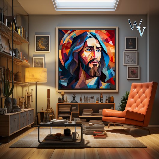 Jesus Cubism Art Poster