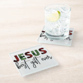 Jesus das beste Geschenk aller Weihnachten Gott Ge Glasuntersetzer (Schrägansicht)