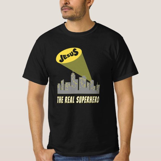 Jesus das echte Superhero Bat Signal T- T-Shirt (Vorderseite)