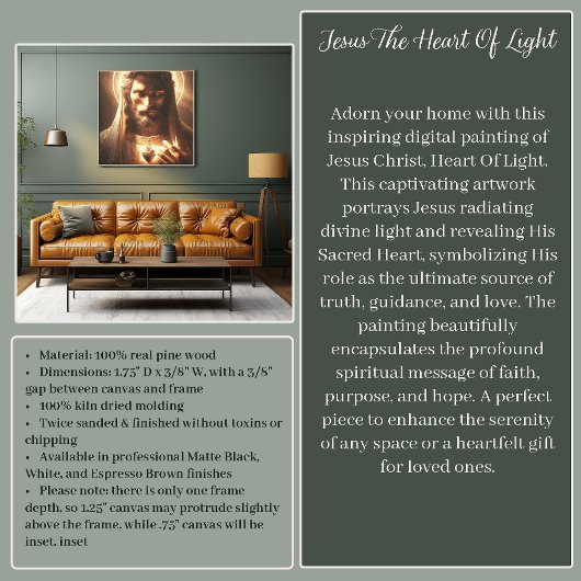JESUS DAS HERZ DES LICHTES LEINWANDDRUCK