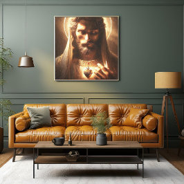 JESUS DAS HERZ DES LICHTES LEINWANDDRUCK