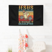 Jesus das ultimative Deadlifter Funny Workout Gym Banner (Insitu)
