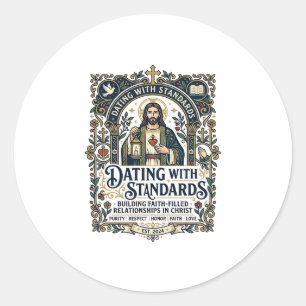 Jesus Dating Christliches Beziehungs Humor T-Shirt Runder Aufkleber